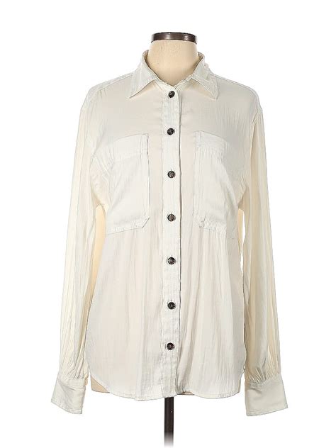 Banana Republic Solid Ivory Long Sleeve Blouse Size L Off Thredup