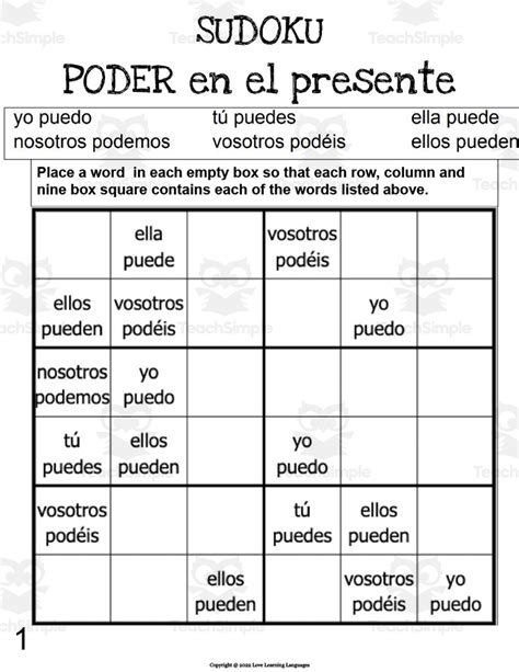 Poder Conjugation Chart