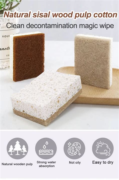 Cellulose Scrub Sponge Eco Friendly Non Scratch Biodegradable Sponges Nonabrasive Scouring Pad