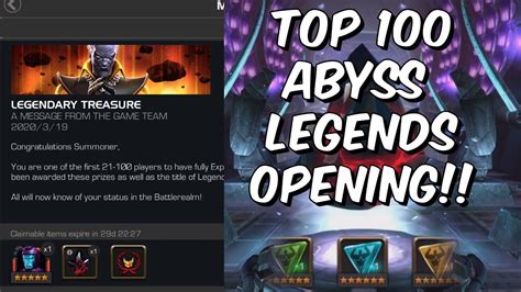 Insane Top 100 Abyss Of Legends 6 Star Awakening Gem Crystal Opening Marvel Contest Of