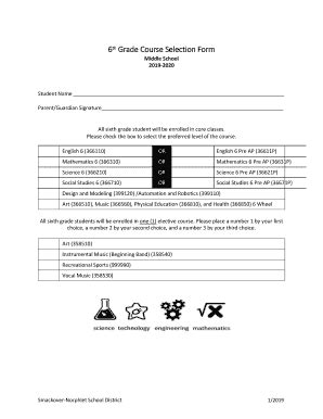 Fillable Online Th Grade Course Selection Form Fax Email