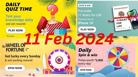 Amazon Daily Quiz Time Daily Spin And Win Quiz Sunday Wheel Of