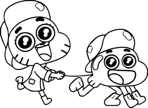 Dibujo De Gumball Y Darwin Watterson Para Colorear Dibujos Para