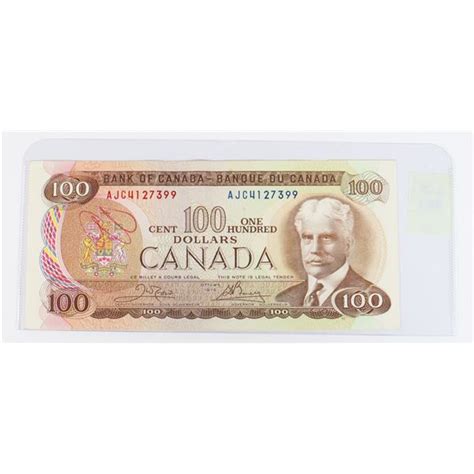 1975 CANADIAN UNCIRCULATED 100 DOLLAR BANK NOTE