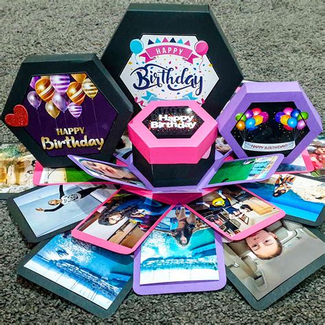 Hexagon Explosion Box With Photos Ready Product With 24 Etsy