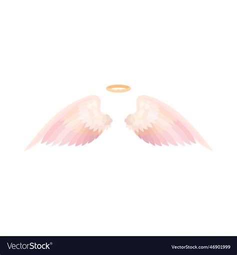 Pink Angel Wings And Halo Flat Royalty Free Vector Image