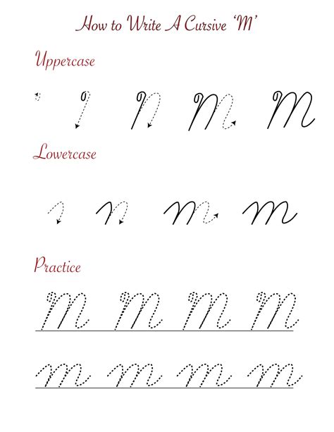 Cursive M Worksheets To Practice Capital Upper And Lowercase Letter