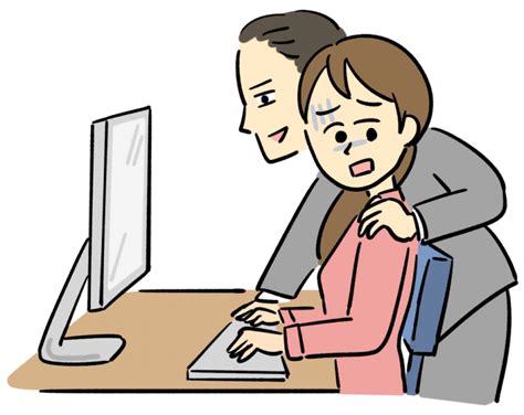 男性社員にセクハラされる女性のイラスト01 Onwaイラスト