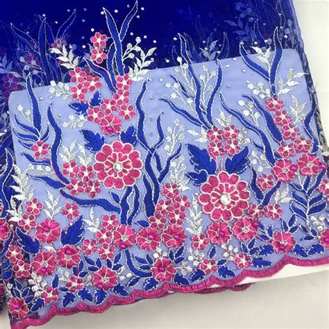 New Blue High Quality Flowers Pattern Swiss Voile Lace Fabric In Switzerland Fashion Embroidery