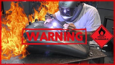 Weld Repair On A Leaking Gas Tank Fix A Leak On A Fuel Tank Youtube