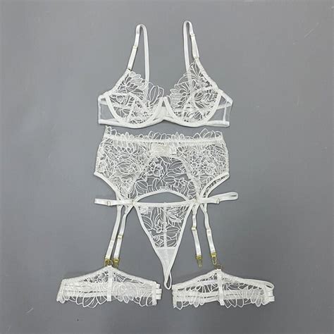 White Floral Lace Wedding Lingerie Set Wedding Night Etsy