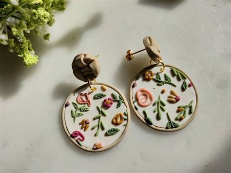 Polymer Clay Floral Earrings Etsy