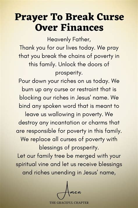 Prayer To Break Curse Over Finances Morning Prayer Quotes Prayer