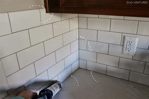 Duo Ventures Kitchen Update Grouting And Caulking Subway Tile Backsplash