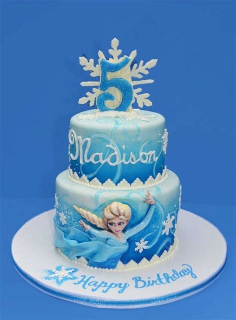 Le Gâteau Pour Lanniversaire De Votre File Avec Elsa Frozen Decors