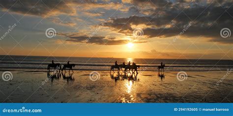 Sunset on the Beach on Horseback Riding. Stock Image - Image of sunset, dusk: 294192605