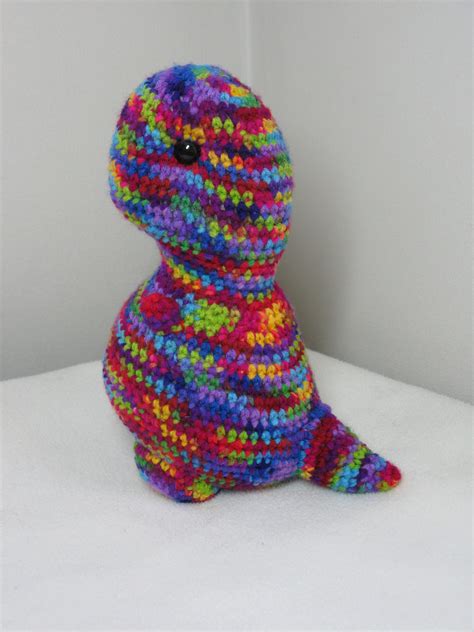 T-rex plush amigurumi – bright multicolor – CraftOtaku.com