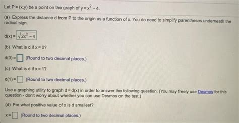 Solved Let P X Y Be A Point On The Graph Of Y X2 4