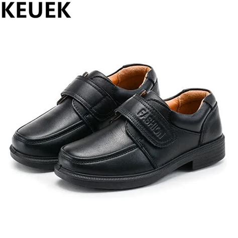 NEW School Student Black Uniform Shoes Children Genuine Leather Dress ...