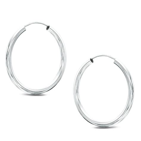 2 X 25mm Hoop Earrings In Sterling Silver Piercing Pagoda