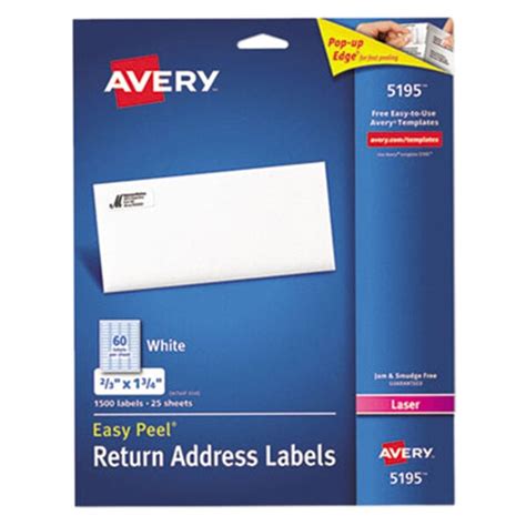 Avery Easy Peel Return Address Labels, Sure Feed Technology, Permanent Adhesive, 2/3" x 1-3/4 ...