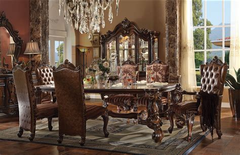 Acme Acme Versailles 7 Piece Rectangular Dining Set In Cherry Oak Versailles Collection 3