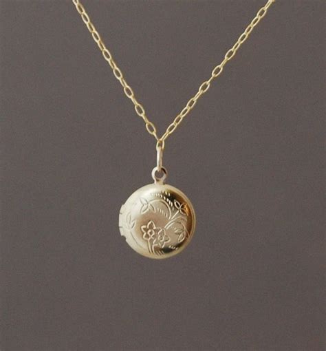 Small Round Gold Locket Necklace Dainty Everyday Small Locket Necklace