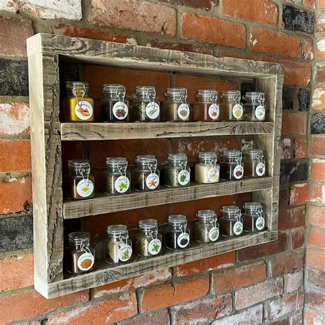 Solid Wood Reclaimed Rustic Spice Rack Handmade Custom Etsy