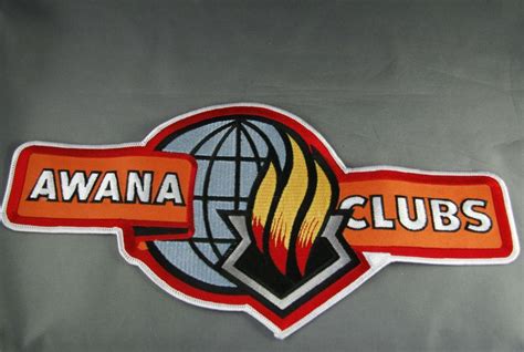 Awana Clubs Large 12 Inch x 6 in Patch Badge Sew Iron On Globe Flame ...