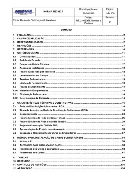 Nt019eqtl Normas E Padroes 01 Redes De Distribuicao Subterraneas Pdf