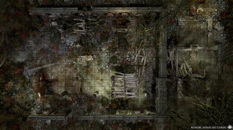 Lost Place Taken By Nature [animated Battlemap] [32x18] [120px Per Square] [gridded] [3d