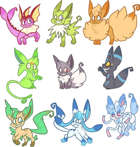 Shiny's Eeveelutions by pupom on DeviantArt