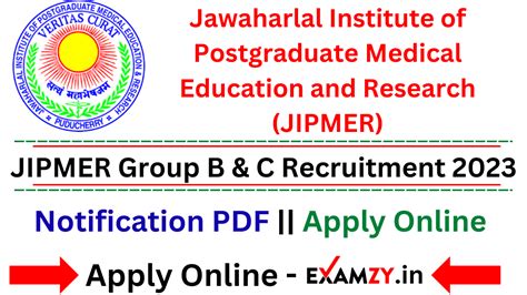 Jipmer Group B C Recruitment Posts Notification Released Apply