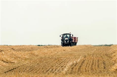 Cosechadora Trabajando En Un Campo De Trigo Cosechando Trigo Foto Premium