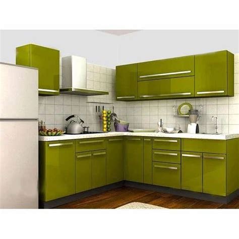 Green Polished L Shaped Modular Kitchen In Jaipur At Rs 2000 Square