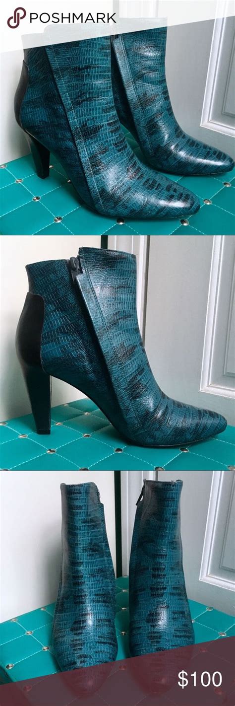 Stunning Teal Snake Print Ankle Boots By Derek Lam 10 Crosby