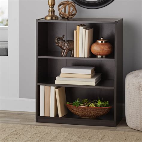 Mainstays 3 Shelf Bookcase With Adjustable Shelves Espresso