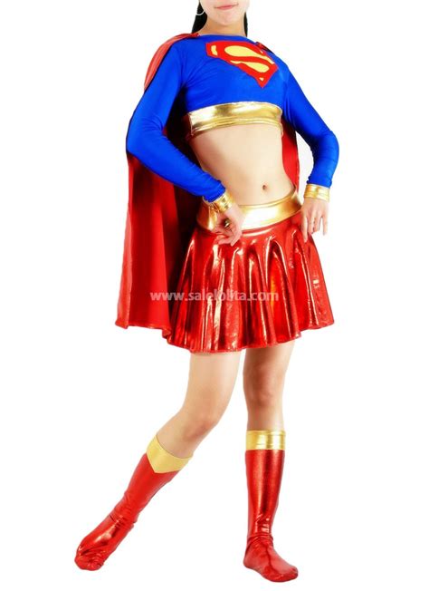 New Trendy Sexy Lycra Glueing Supergirl Costume