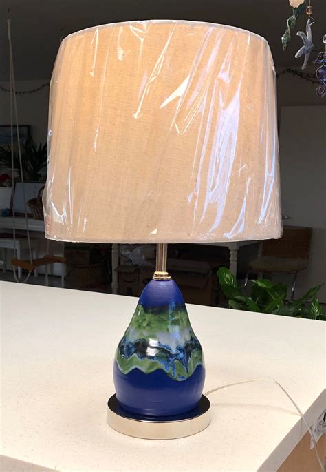 Pear Shaped Electric Blue Unique Lamps Handthrown Pottery Etsy