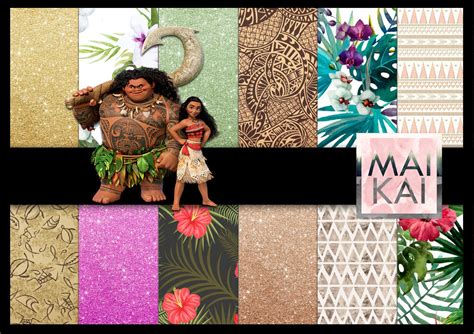 Moana Inspired Digital Paper Moana Digital Scrapbook Moana Etsy