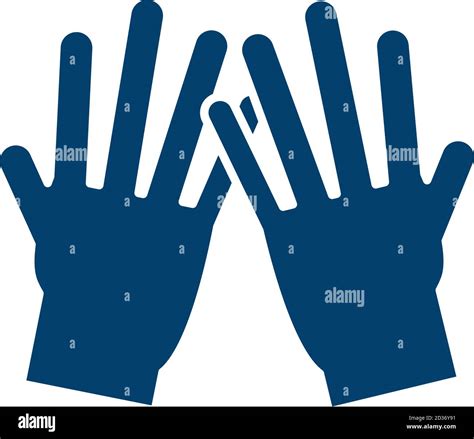 Hands Showing Five Fingers Gesture Silhouette Icon Vector Illustration