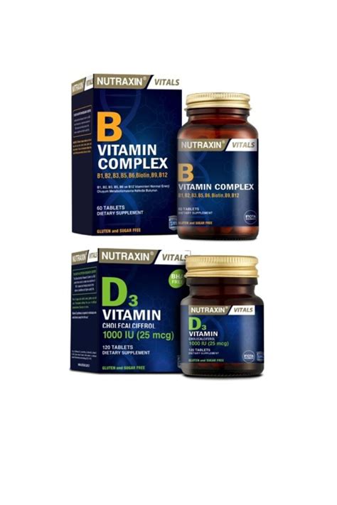 Nutraxin B1 b2 b3 b5 b6 biotin b9 b12 Içeren B Vitamini 60 Tablet d3