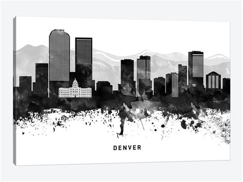 Denver Skyline Black & White Canva - Canvas Wall Art | WallDecorAddict