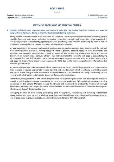 Selection Criteria Response Examples 2