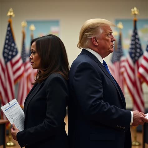 Kamala Harris And Donald Trump At The Polling Station Stable