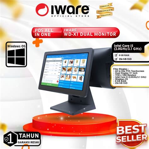 Promo Pos All In One Mesin Kasir Iware Wd X1 I5 Dual Monitor