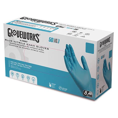 Gloveworks® By Ammex® Blue Nitrile Exam Gloves Powder Free Medium