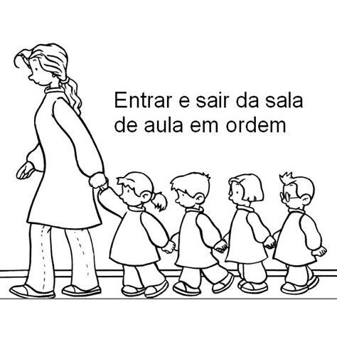 Desenho De Alunos Em Fila Para Colorir Tudodesenhos