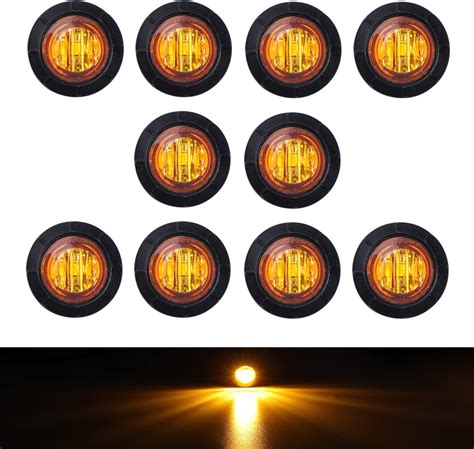 10 Pcs Tmh 34 Inch Mount Amber Led Markers Bullet Marker Lights Side Marker Lights Led