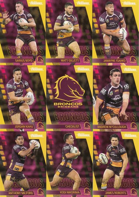 2019 Nrl Traders Base Team Set Brisbane Broncos Gold Coast Trading